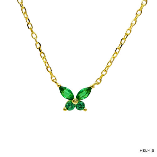 Ασημένιο επιχρυσωμένο κολιέ πεταλούδα